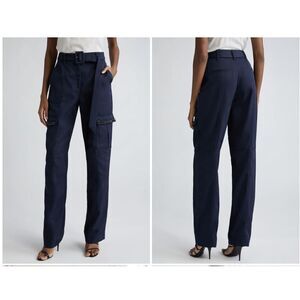 New $495 Cinq A Sept Porsha Belted Cargo Pants Navy Size 4